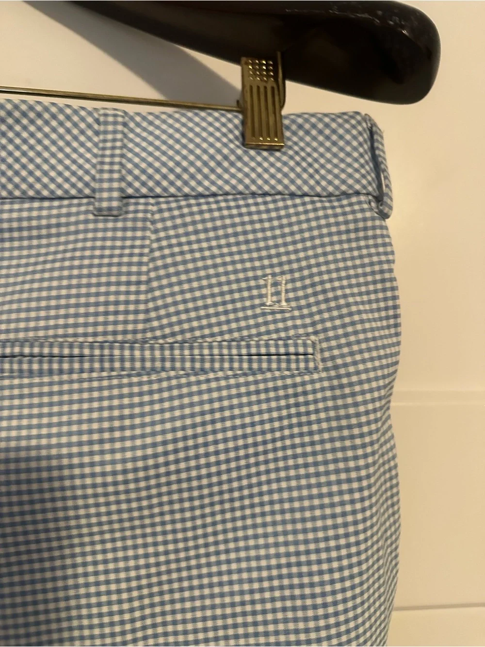 Walter Hagen Perfect 11 Light Blue Gingham Flat Front Golf Shorts 36